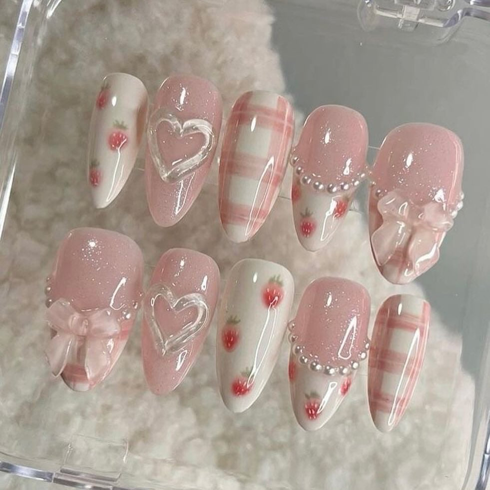 Pink cute nails