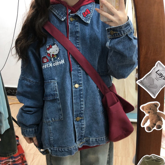 Hello kitty jeans jacket